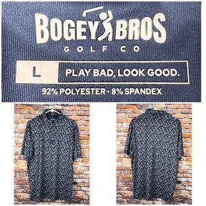 Bogey Bros Golf Co Performance Polo Blue Whale Tail All Over Shirt Large
